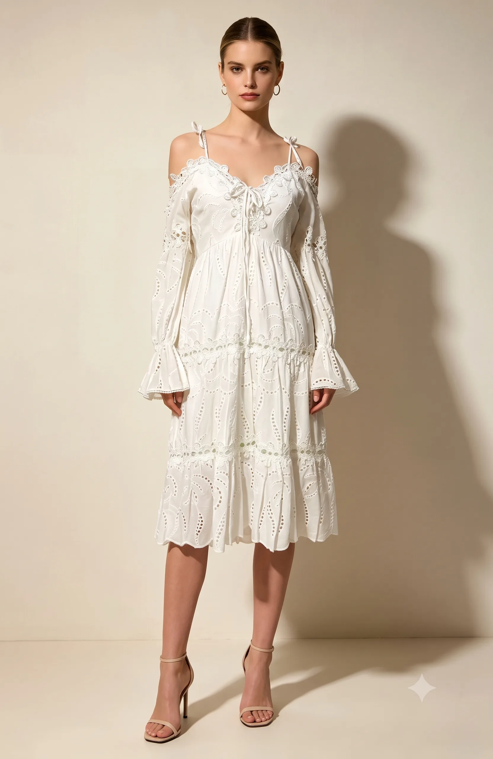 Rochie bumbac vara cu broderie dantela 3